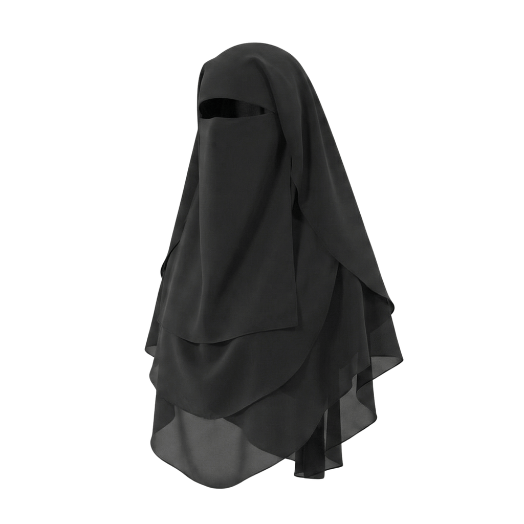 Black 3 Layer Niqab on a white background
