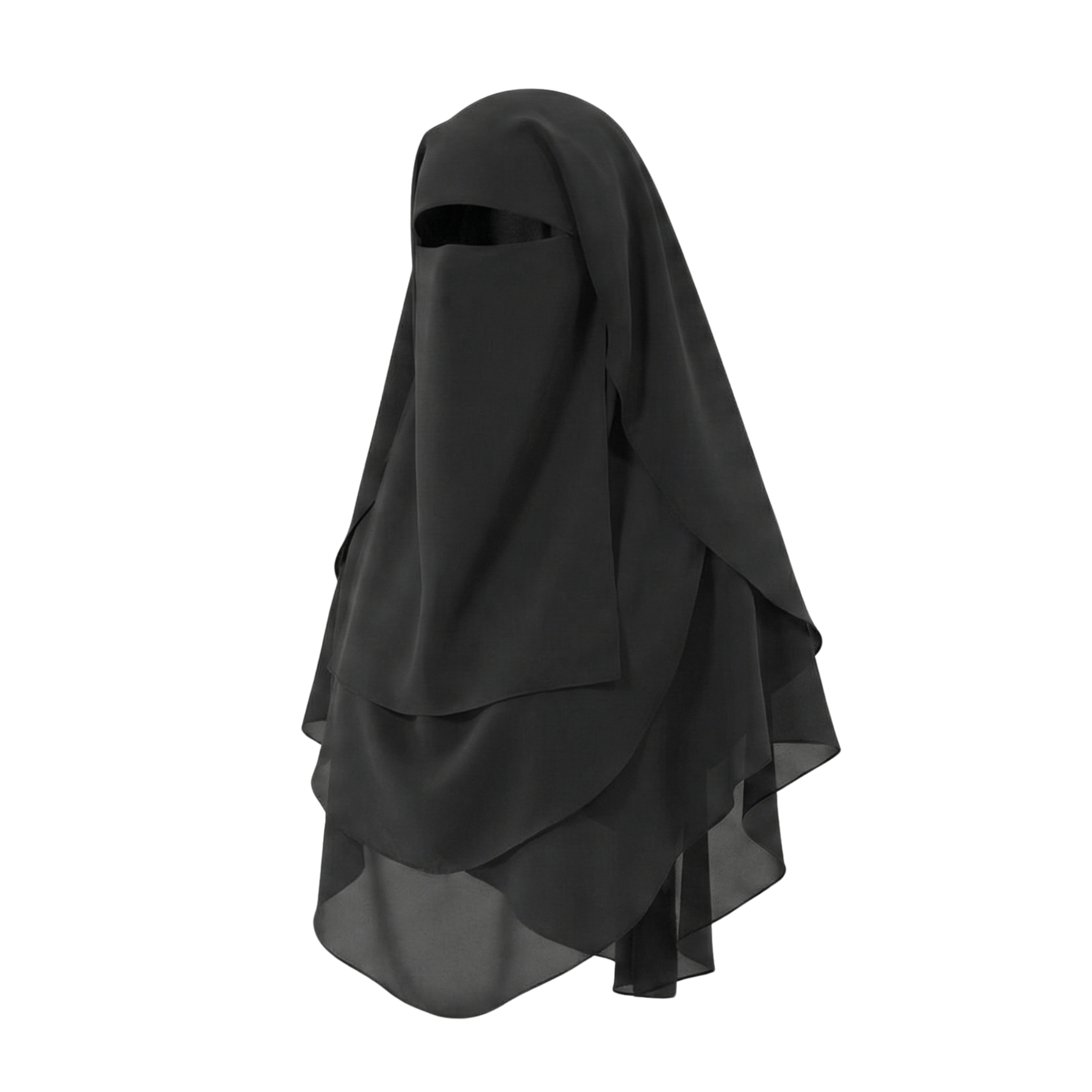 Black 3 Layer Niqab on a white background