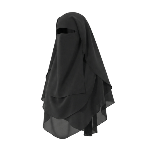 Black 3 Layer Niqab on a white background