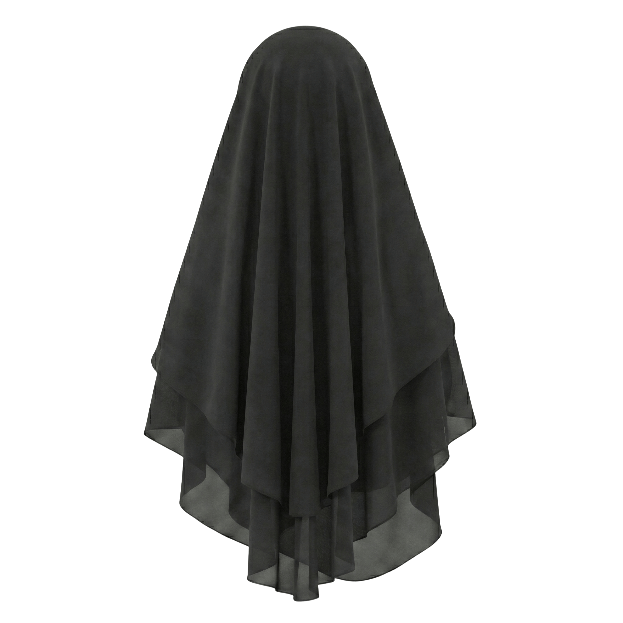 Black 3 Layer Niqab draped over a white background