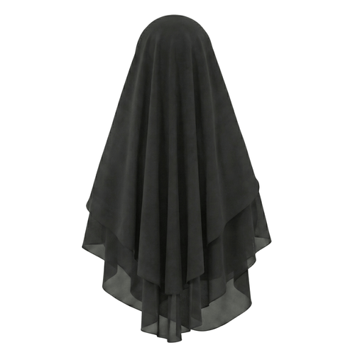 Black 3 Layer Niqab draped over a white background