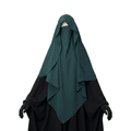 Dark green 3 Layer Khimar with black sleeves on a white background
