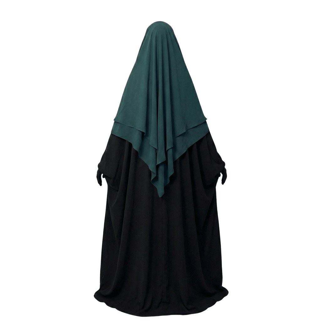 Green 3 Layer Khimar on a white background