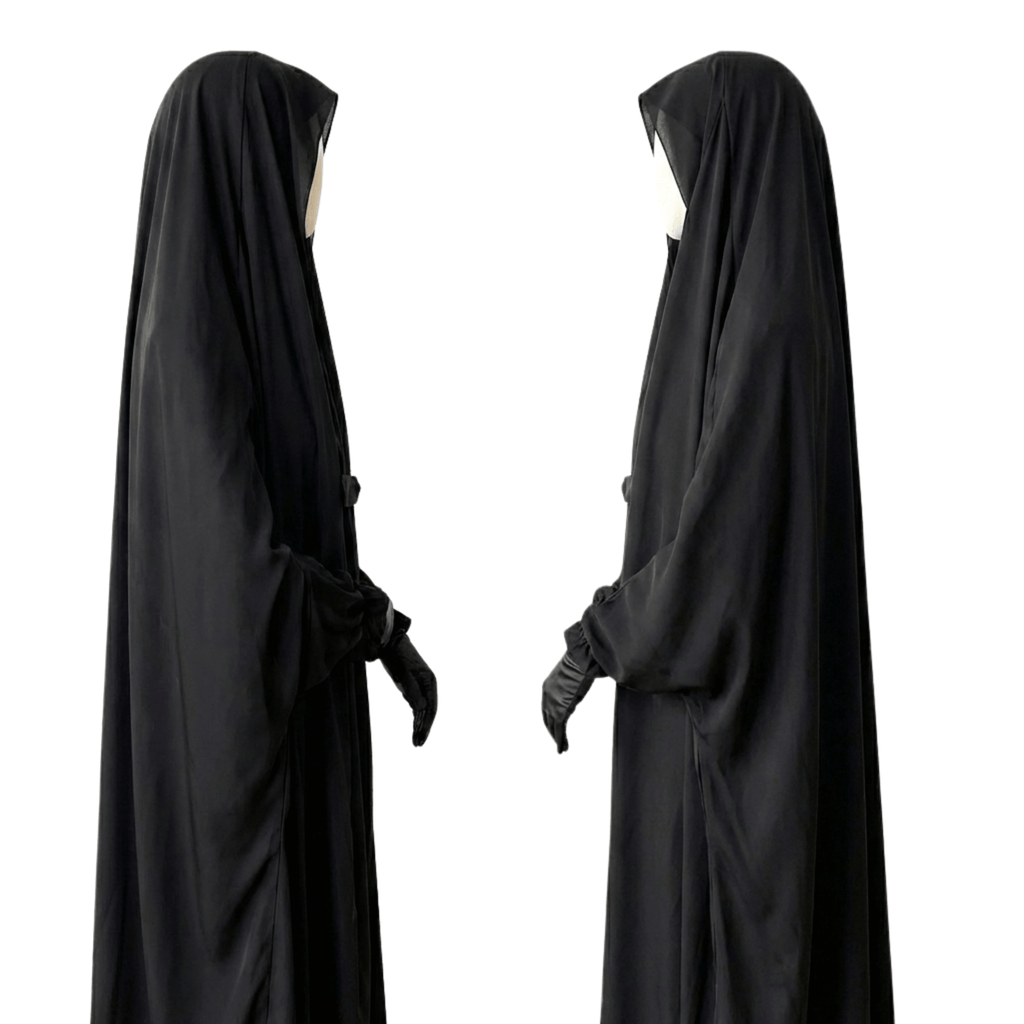 Black abaya on a white background