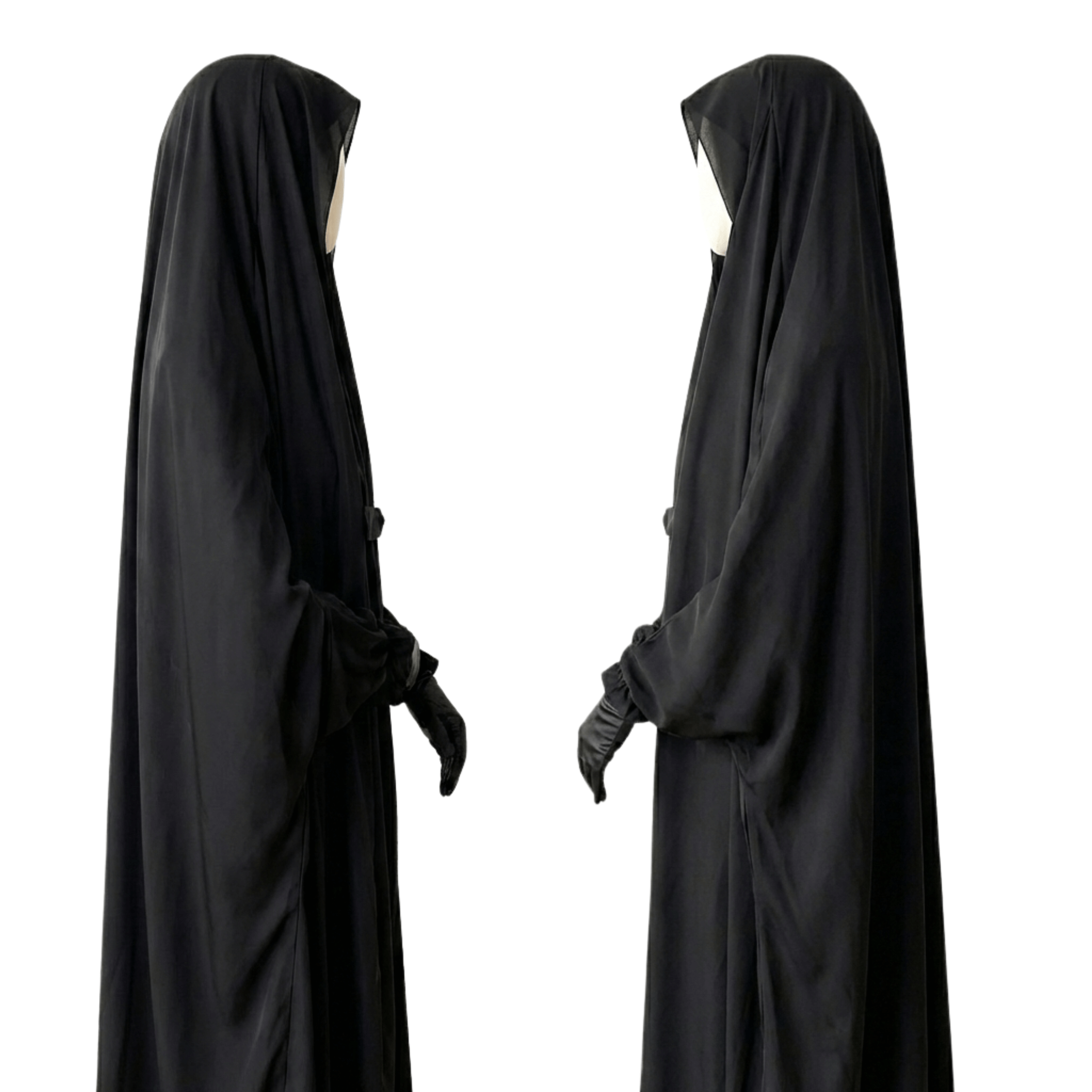 Black abaya on a white background