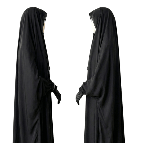 Black abaya on a white background